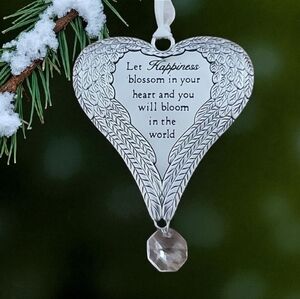 Let Happiness Blossom Angel Wing Wrapped Heart Ornament – By Ganz